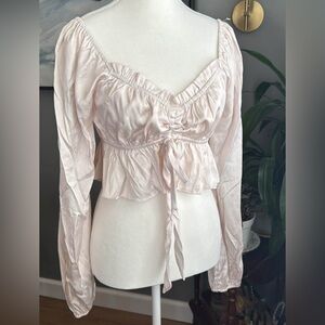 Cotton Candy Peplum Blouse with Ruffle Detail